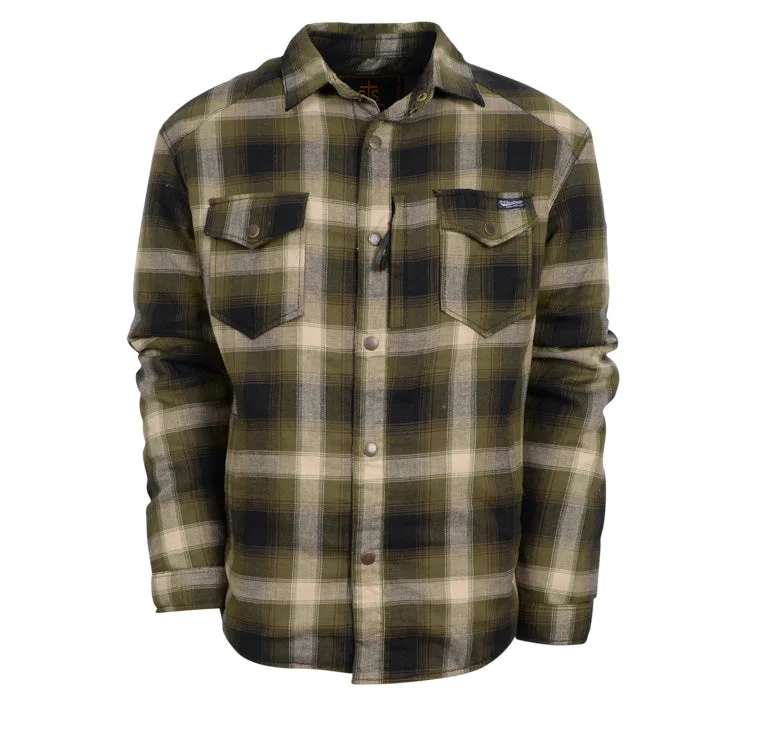 Men’s slim-fit houndstooth shirt-STS Ranchwear Mens Trapper Green/Navy Plaid 100% Polyester L/S Shirt