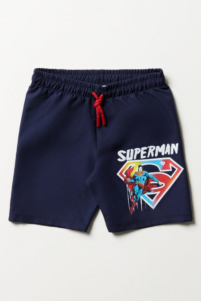 Men’s durable herringbone jeans-Superman Swim Shorts Navy