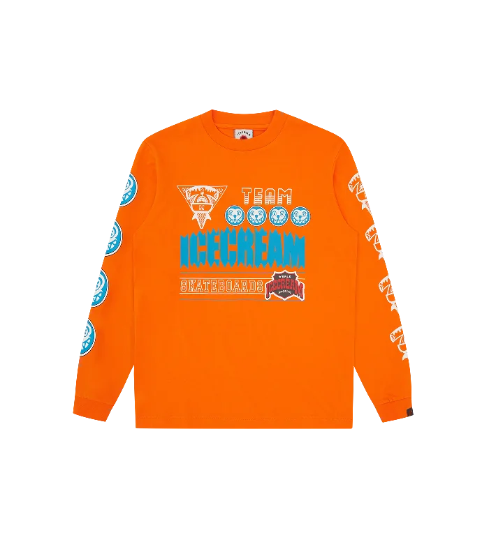 Men’s durable dri-fit top-TEAM ICECREAM L/S T-SHIRT - ORANGE