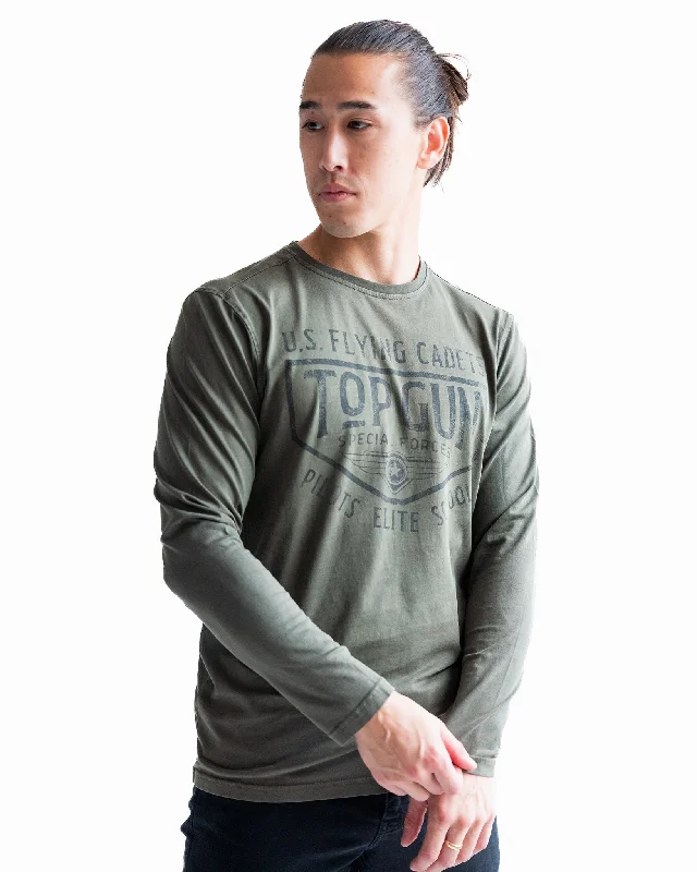 Men’s relaxed marled top-TOP GUN® "FLYING CADETS" LONG SLEEVES TEE