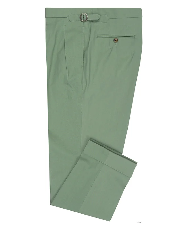 Men’s breathable moleskin trousers-Chino: Green Slub Chambray