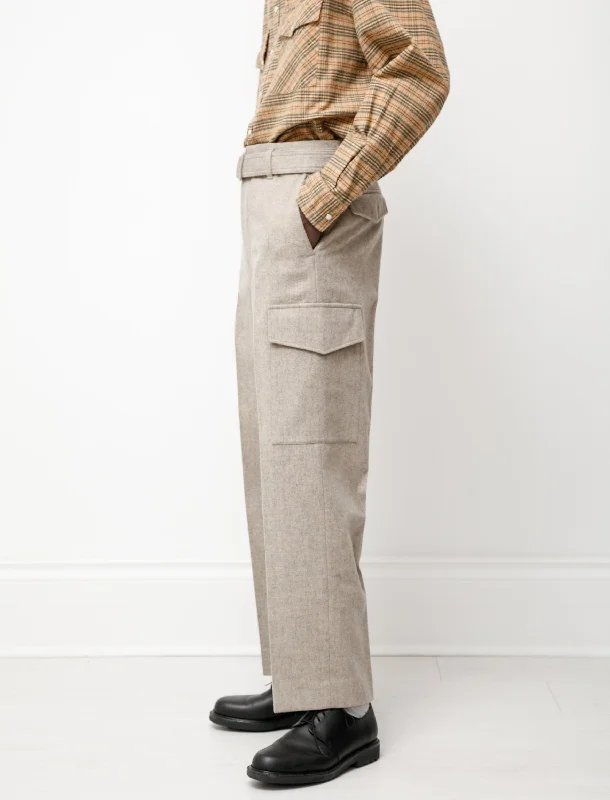 Men’s bold parachute pants-Super Milled Shetland Field Pants Top Gray Beige