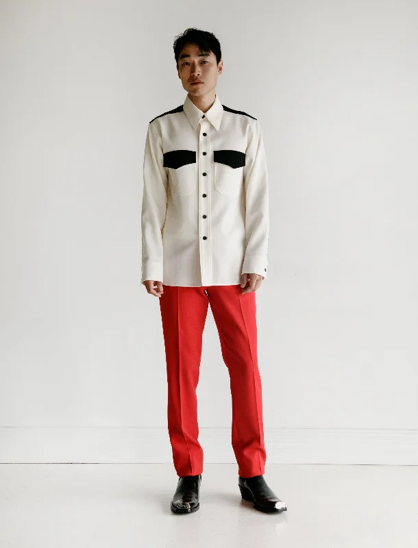 Men’s modern moleskin trousers-Uniform Pant with Side Stripe Scarlet