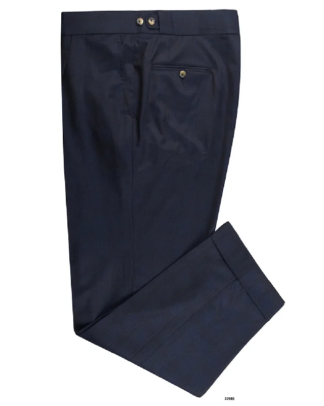 Men’s casual moleskin pants-Drago Navy Checks Super 160s Wool