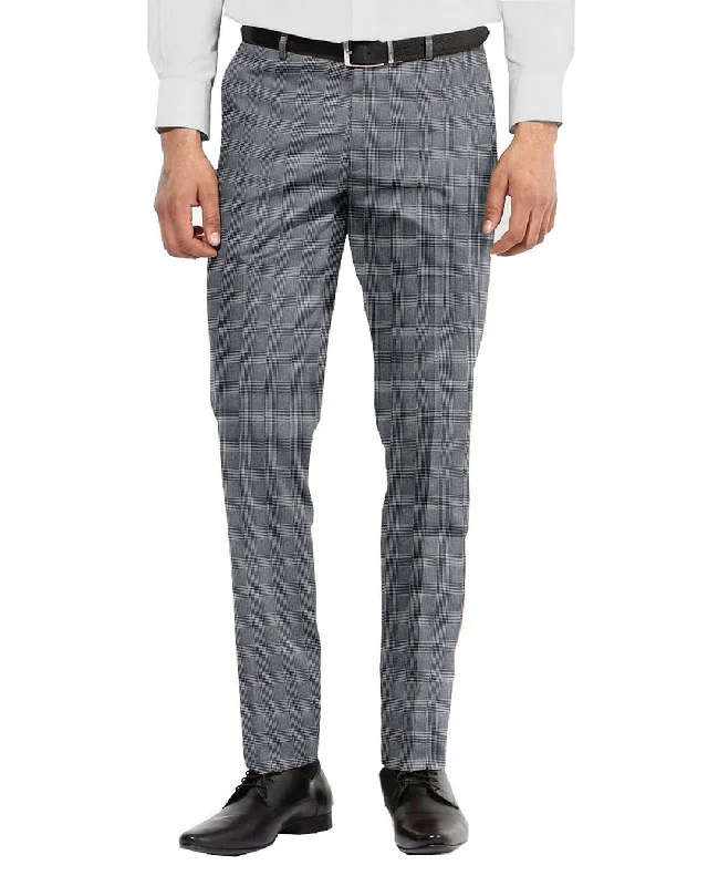 Men’s trendy ripcord trousers-Dugdale Fine Worsted Pant - Blue Prince of Wales Check