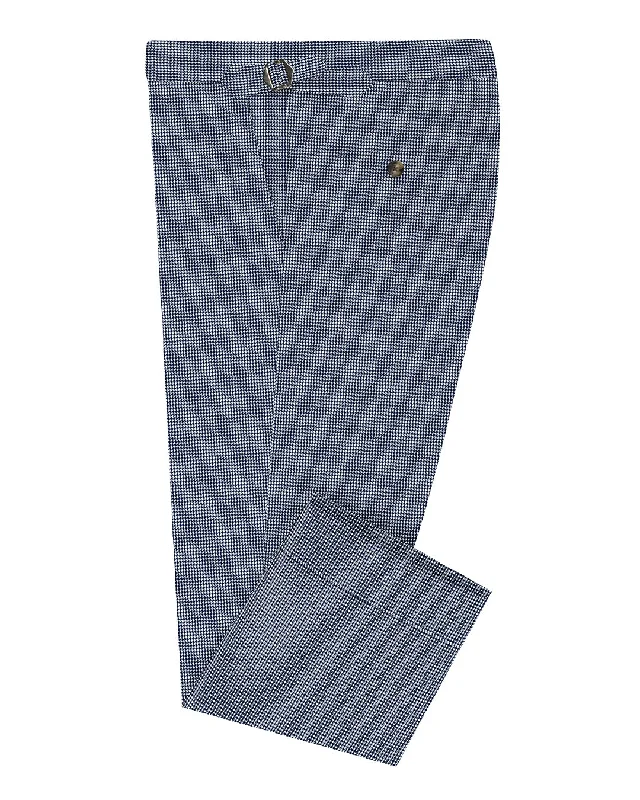 Men’s casual parachute trousers-Dugdale Fine Worsted Pant - Fine Navy Dogtooth