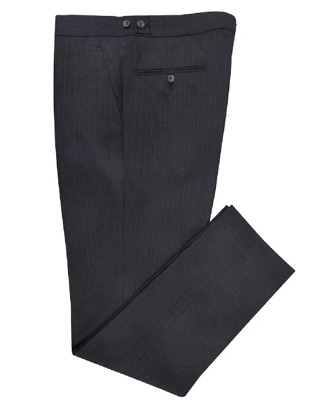 Men’s relaxed parachute trousers-Dugdale Grey Pinstripes on Midnight Grey