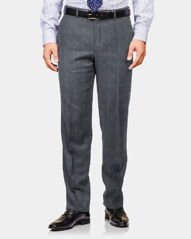 Men’s casual duck pants-EThomas Shark Shine Silver Windowpane Checks