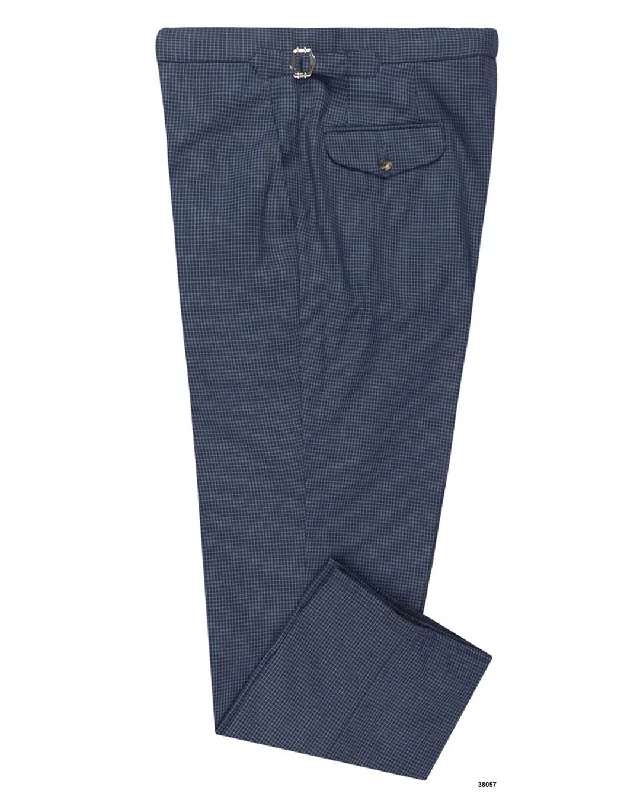 Men’s bold harem jeans-Holland & Sherry Crispaire Navy Grid Design