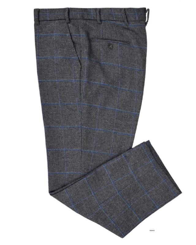 Men’s durable chambray trousers-Holland & Sherry Tweed Wool Blue Sky Blue on Darkgrey