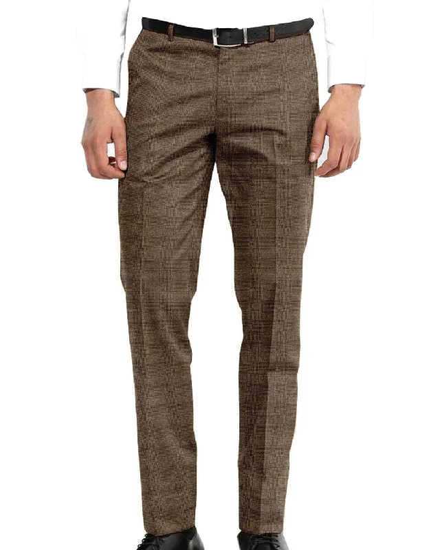 Men’s soft carpenter pants-Minnis Flannel: Light Brown Glen Check Pants