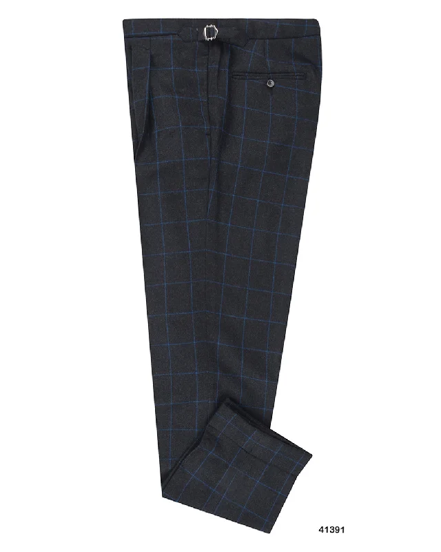 Men’s modern parachute pants-Minnis Flannel: Charcoal Blue Twill Pants