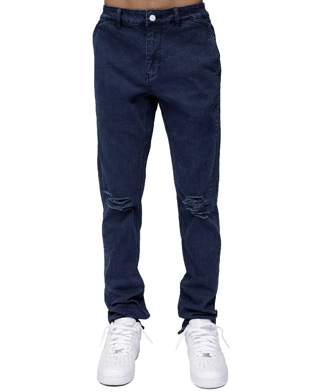 Men’s casual harem trousers-Konus Men's Ankle Zipper Pants In Navy