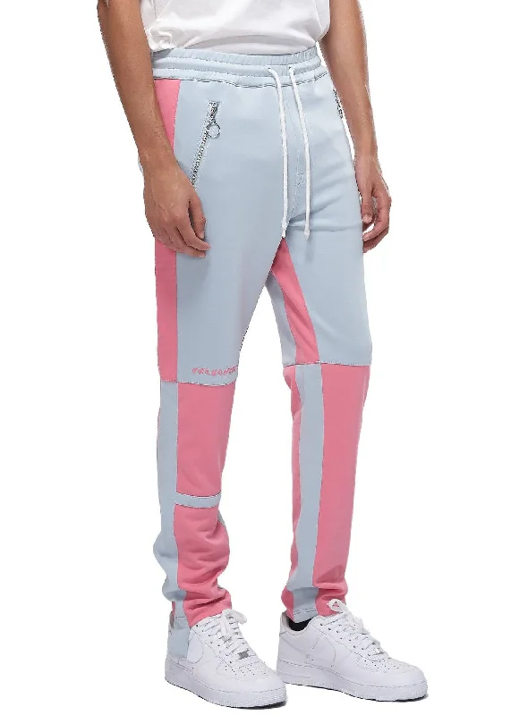 Men’s bright duck trousers-Konus Men's Color Blocked Track pants in Light Blue