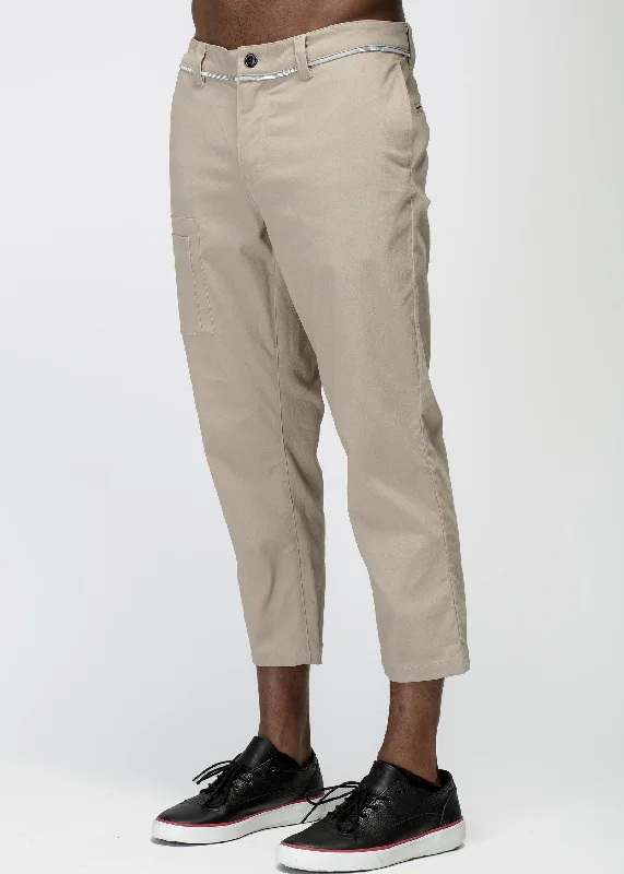 Men’s lightweight duck pants-Konus Men's Cropped Side Zip Pants in Tan