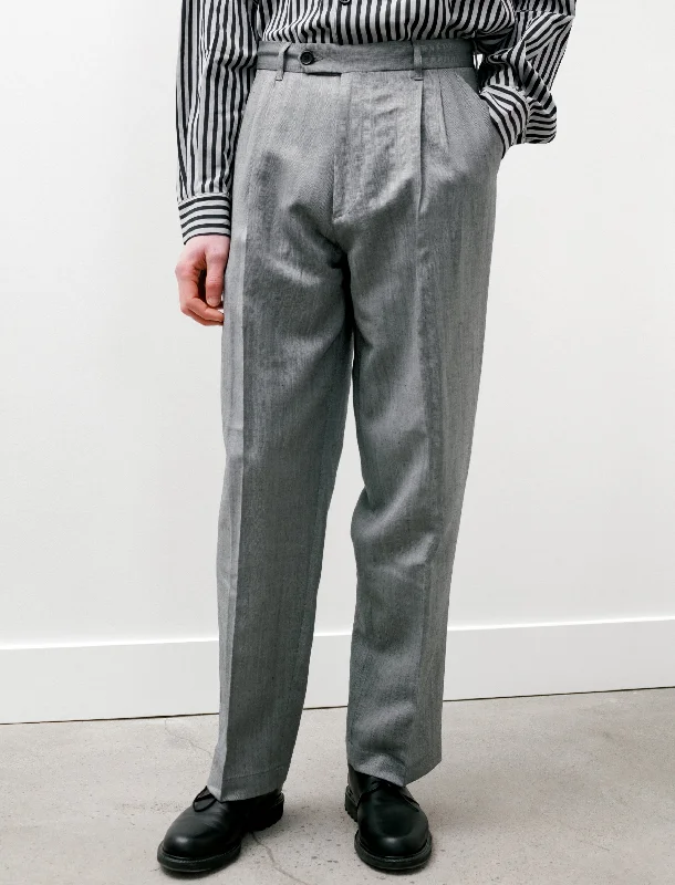 Men’s bold pinstripe jeans-Classic Trousers Light Grey Herringbone