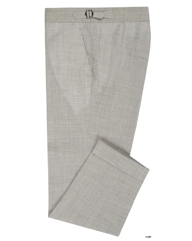 Men’s bold pinstripe trousers-Minnis Fresco III-Light Grey Plain