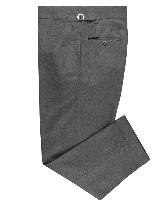 Men’s bold herringbone pants-Minnis Mid Grey Wool Flannel