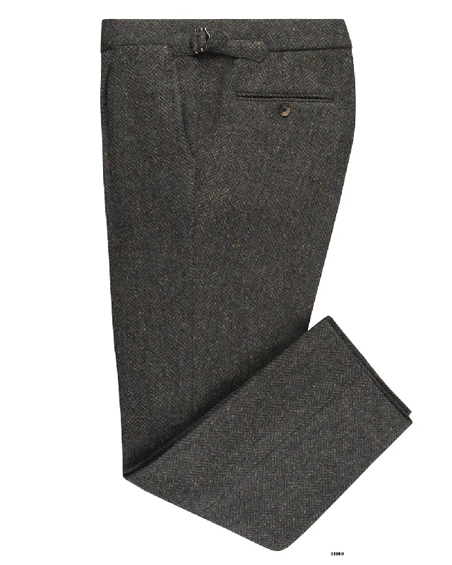 Men’s bold ripcord pants-Molloy Herringbone Donegal Tweed Pants - Indigo