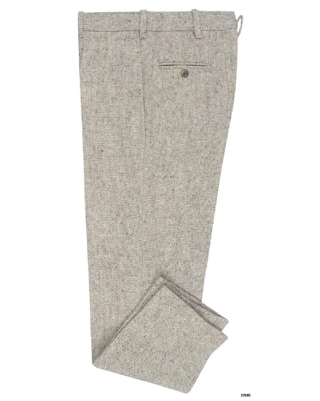 Men’s relaxed herringbone pants-Molloy Plain Donegal Tweed Pants - Grey Opal