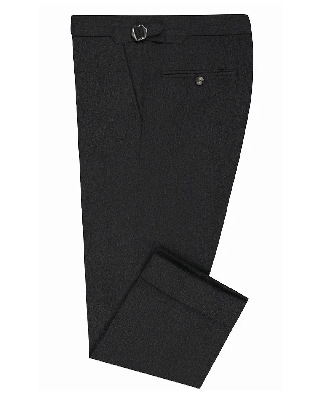 Men’s relaxed pinstripe pants-Performance Merino: Charcoal Grey Twill