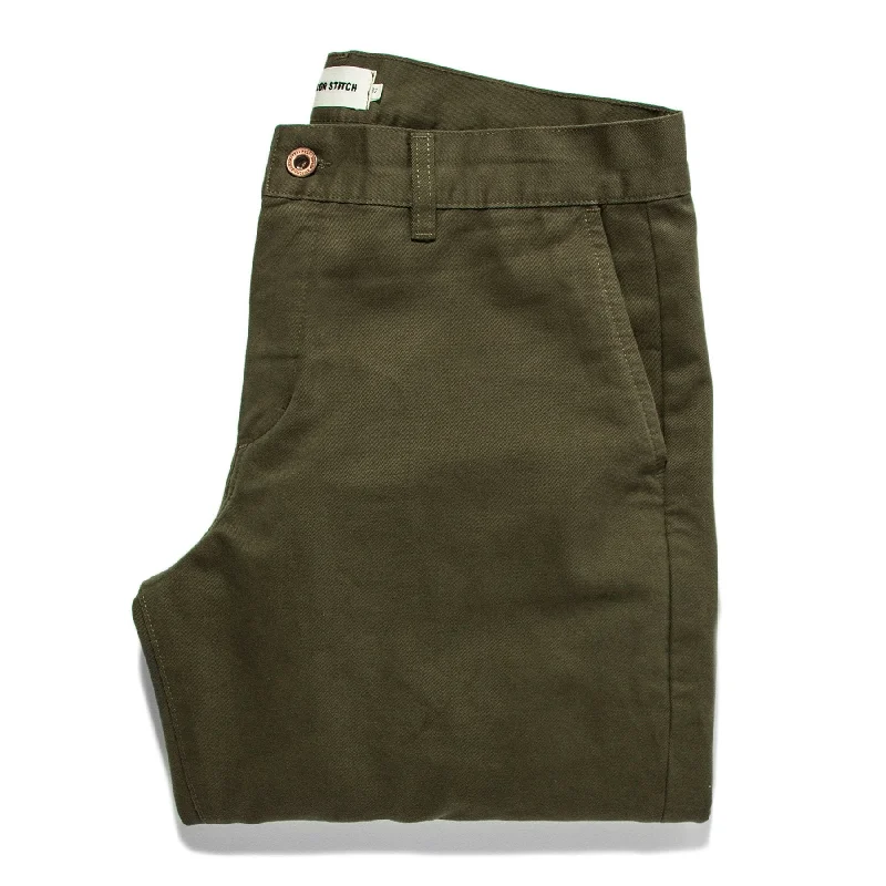 Men’s slim-fit pinstripe trousers-The Democratic Chino in Organic Olive