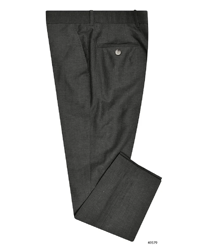 Men’s comfy chambray pants-Vitale Barberis Canonico -  Dark Grey Wool Linen Dress Pant