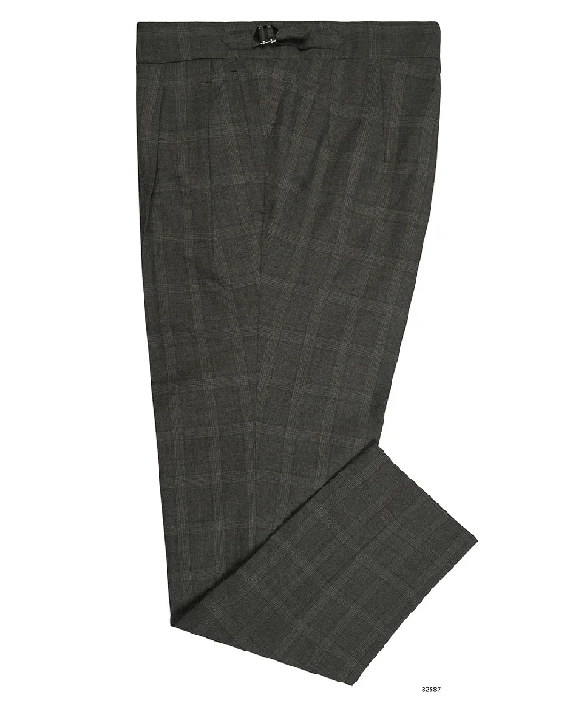 Men’s relaxed parachute trousers-Loro Piana: Dark Grey Tartan Checks