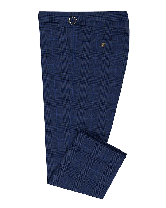 Men’s stylish poplin pants-Loro Piana: Dark Royal Blue Prince Of Wales